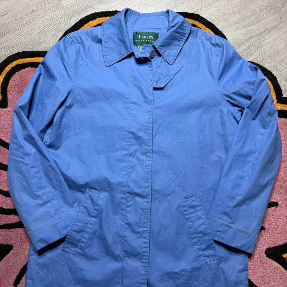 Lauren Ralph Lauren Lightweight Trench Coat Jacket Womens Small Blue